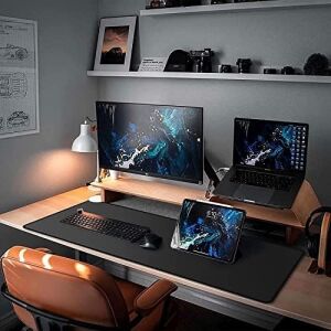 Classic Mouse Pad, Dikişli Kenar, Kaymaz Taban, Büyük Boy Pürüzsüz Yüzey, Baskısız Ofis Tipi Masa Koruyucu, Ergonomik Mouse Ped (90X40 cm - Xx Large, Siyah)