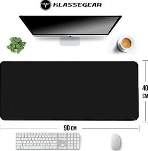 Classic Mouse Pad, Dikişli Kenar, Kaymaz Taban, Büyük Boy Pürüzsüz Yüzey, Baskısız Ofis Tipi Masa Koruyucu, Ergonomik Mouse Ped (90X40 cm - Xx Large, Siyah)