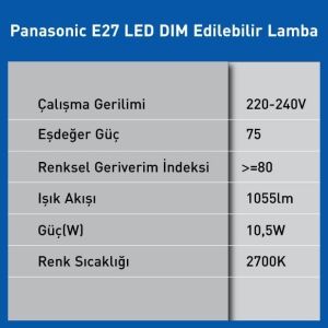 E27 LED Dim Lamba 10.5W 1055LM 2700K