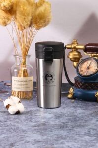 Togg T10X Araç Bardaklığına Uyan 304 L Çelik Gri 500 ml Kahve El Termos Mug