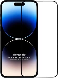 Ekran Koruyucu Apple iPhone 15 Plus Için Tam Kaplayan Temperli Cam Ekran Koruyucu Siyah