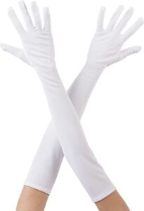 Beyaz Renk Uzun Kumaş Eldiven 40 cm