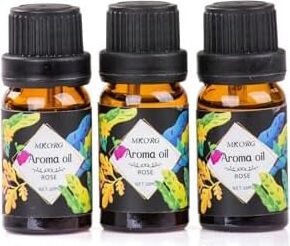 3’lü Esansiyel Uçucu Yağ 3X10ML Rose Gül Kokulu Buhurdanlık Yağı Set, Difüzör, Banyo ve Oda Kokusu