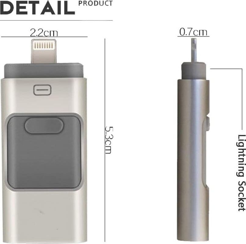 Flash Bellek, 128GB USB Hafıza Sürücüsü, Harici Genişletilebilir USB Bellek Çubuğu, Cep Telefonu ve Bilgisayarlar ile Uyumlu 3'ü 1 Arada Hafıza Depolama Sürücüsü (Gümüş)