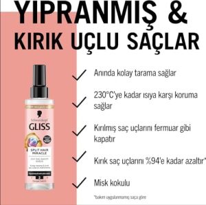 Split Hair Miracle Kırık Uçları Mühürleyen Sıvı Saç Bakım Kremi - Iyonik Kompleks ve Üzüm Çekirdeği Yağı ile 200 ml