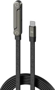 Standlı Type-C To Type-C Şarj Kablosu 150 cm 240W Örgülü Hızlı Şarj & Data Kablosu Telefon Tablet Tutucu Macbook Uygun