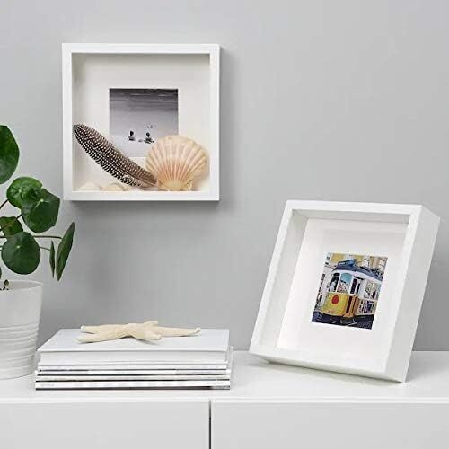 Sannahed  Rıbba 25X25 cm Derin Beyaz Kare Ahşap Fotoğraf Resim Çerçevesi Paspartulu