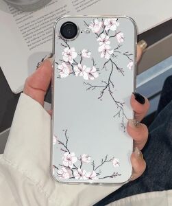 IPhone 16E ile Uyumlu SFF01 Şeffaf Desenli Telefon Kılıfı - Ince, Esnek, Darbe Önleyici Koruma, Şık ve Hafif Tasarım (Kirazçiçeği)