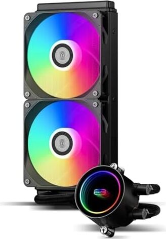 Cps DA240 Argb Aıo Sıvı Soğutucu, Çift Argb Fanlı 240MM Cpu Soğutucu, Yüksek Performanslı 3000 Rpm Pompa Hızı, Pc Oyun Için Verimli 240MM Aıo Soğutucu Siyah