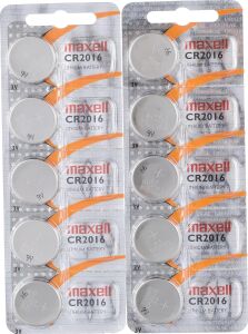 Maxell 10 Adet CR2016 Pil (Lityum Düğme Pil 3V Pil 2 x 5'li Paket Düğme Pil)