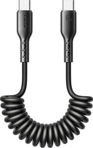 SA38-CC3 Easy-Travel Serisi 60 W Sarmal Tip-C - C Tipi Hızlı Şarj Veri Kablosu, 1,5 Metre Uzunluk, Siyah