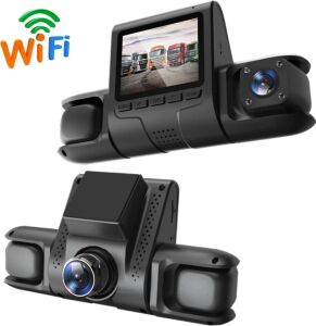 Wi-Fi Bağlantılı 1080P Hd 4 Kameralı Araç Içi Kayıt Sistemi, 2.4 Inç Ekran ve Gece Görüş Özellikli