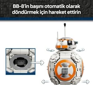 Bb-8 Astromech Droidi 75452-10 Yaş ve Üzeri Çocuklar Için Standart Boyutlu Bb-8 Figürü Içeren Koleksiyonluk Yaratıcı Oyuncak Yapım Seti, Çocuklar Için Hediye Fikri (569 Parça)