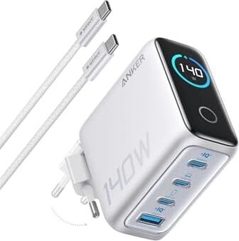140W Usb-C Şarj Cihazı, 4 Bağlantı Noktalı, Çoklu Cihaz Hızlı Şarj Gücü, Gelişmiş Gan Güç Kaynağı, Dokunmatik Kontrol, Gümüş - B2697