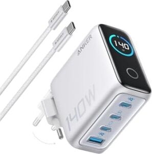 140W Usb-C Şarj Cihazı, 4 Bağlantı Noktalı, Çoklu Cihaz Hızlı Şarj Gücü, Gelişmiş Gan Güç Kaynağı, Dokunmatik Kontrol, Gümüş - B2697