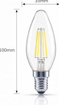 LED Mum Ampul 4W E14 2700K Dimmer Uyumlu 4'lü Paket 470 Lümen Sarı Işık Şeffaf Filament Ampul 40W Eşdeğer