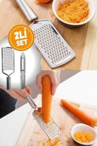 2li Set Paslanmaz Çelik Rende ve Soyacak Peynir Çikolata Zencefil Patates Limon Rende Sebze Soyucu