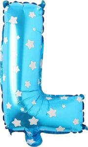L Harfi 16 Inç Mavi Yıldızlı Renk Folyo Balon 36 cm (Mavi)
