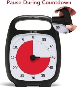 Time Timer Plus 60 Dakika Görsel Analog Zamanlayıcı (Kömür); Isteğe Bağlı Uyarı (Ses Kontrolü Kadranı); Sessiz Çalışma (Tik Tak Yok); Zaman Yönetimi Aracı