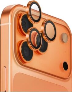 Apple Kolay Kurulum Safir Parmak Izi Bırakmayan Anti-Reflective Kamera Lens Koruyucu (Turuncu, iPhone 17 Pro Max/iphone 17 Pro)