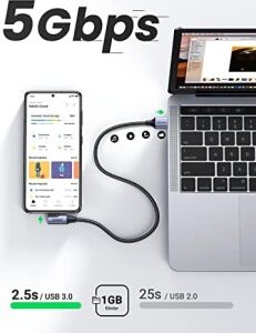 Type-C USB 3.0 90 Derece Açılı Örgülü Data ve Şarj Kablosu 1 Metre