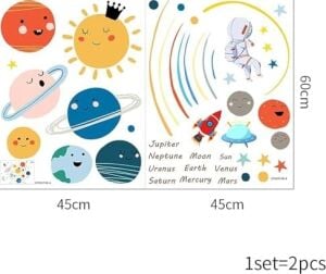 Gezegenler Duvar Sticker, Güneş Sistemi Duvar Çıkartmaları, Çocuk Duvar Çıkartmaları, Çıkarılabilir Duvar Çıkartmaları, Uzay Dekorasyon, Erkek Kız Yatak Odası Duvar Dekorasyonu Gezegen Sticker