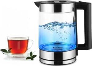 CK-252 Excellent Kettle 1.8 L Cam Gövdeli Su Isıtıcı | 2200W Hızlı Kaynatma | LED Aydınlatmalı | Paslanmaz Çelik Taban | Otomatik Kapanma | Gold