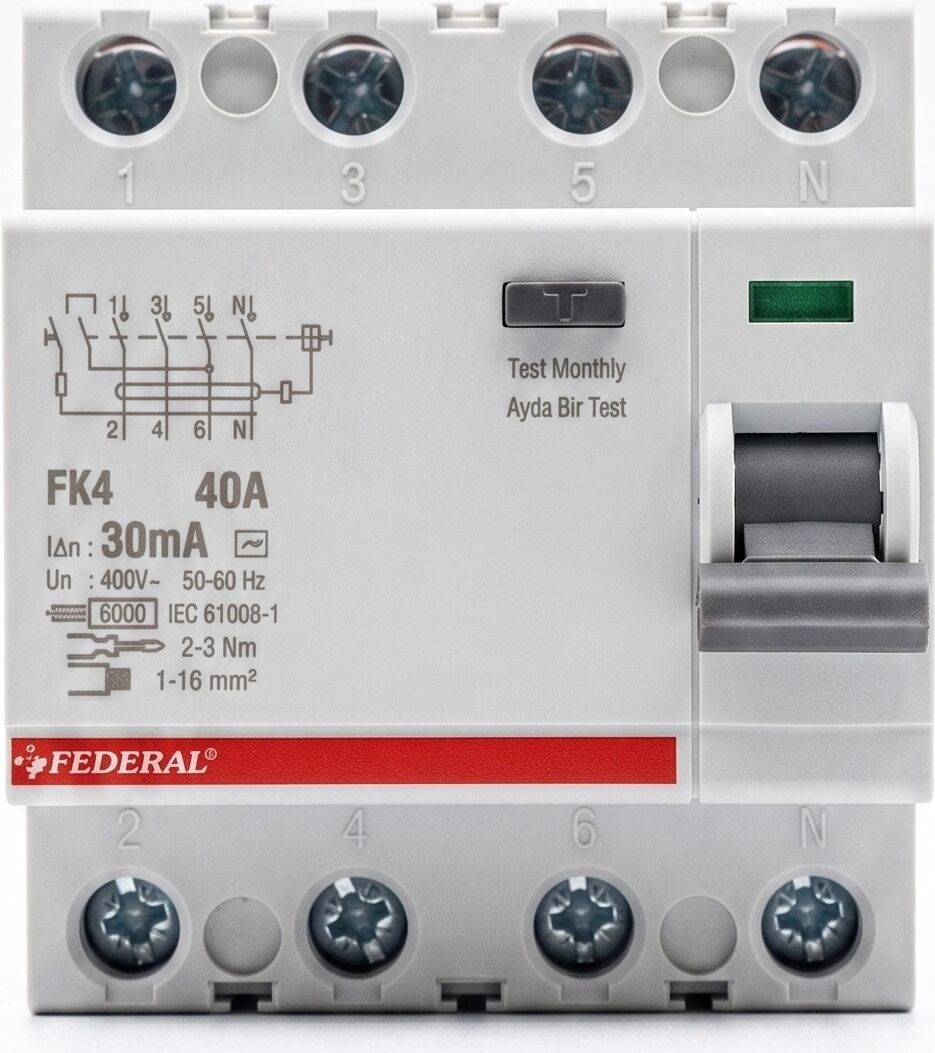 1 Adet Federal 4X40 A 30MA 6ka Kaçak Akım Rolesi Fk4 9FA-H1064-0040