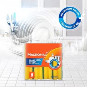 Tırnak Koruyuculu Bulaşık Süngeri 8’li Paket – Ergonomik Yeşil Klasik Sünger