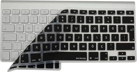 Apple Magic Keyboard A1314 A1243 Türkçe Q Uyumlu Klavye Koruyucu – Uk Ingilizce Iso Ters L Enter Silikon Kaplama Ultra Ince Kaymaz Toz ve Sıvı Koruma Keyboard Cover Siyah