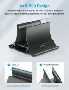 Dikey Dizüstü Bilgisayar Standı Tutucu, Arch Gravity Otomatik Kilitleme Tutucu Depolama Yuvası, Masa Düzenleyici Için Yer Tasarrufu, Tüm Macbook/ipad/dell/chromebook'a Uyar, Çift Dizüstü