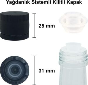 1000 ml Yeşil Maraska Yağdanlık Kapaklı ve Kapüşonlu 1000 cc Köşeli Cam Şişe 2 Adet