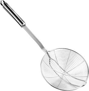 Metal Saplı Güçlendirilmiş Gövdeli Tel Kevgir – Paslanmaz Çelik Süzgeç, Derin Süzek, Kızartma ve Haşlama Için Ideal, Isıya Dayanıklı Mutfak Gereci (17 Cm)