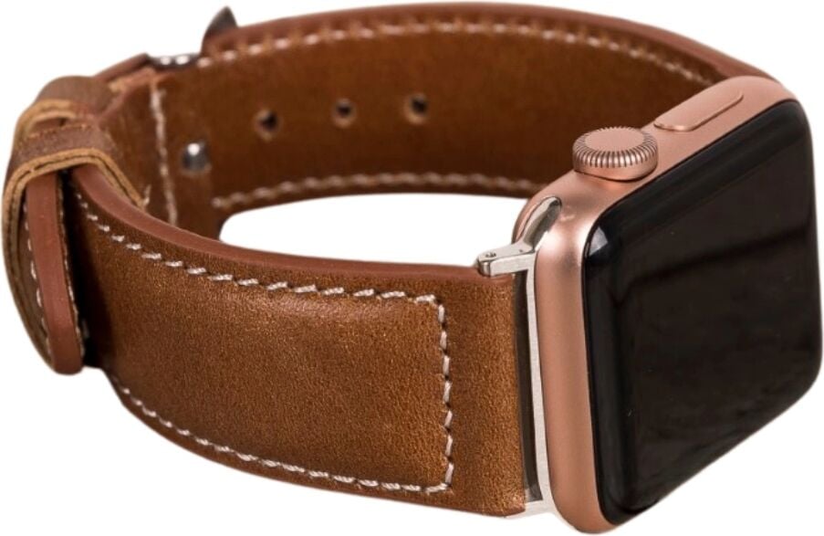 Apple Watch Uyumlu Deri Kordon 42-44-45MM Nm4-As2 Taba