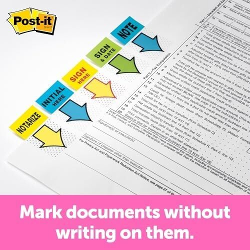 Post-It Mesaj ''sign Here'' Bayrakları Değer Paketi, 50/dispenser, 12 Dispenser/paket, 1'' Geniş, Sarı (680-SH12)