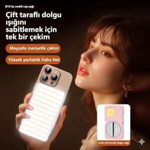 Manyetik LED Pocket Video Light Magsafe ile Uyumlu 2500-9000K Ayarlanabilir Işık 10W CRI95 1200MAH Type-C Şarjlı Taşınabilir Fotoğraf ve Video Çekim Işığı | N19