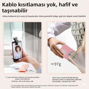 Manyetik LED Pocket Video Light Magsafe ile Uyumlu 2500-9000K Ayarlanabilir Işık 10W CRI95 1200MAH Type-C Şarjlı Taşınabilir Fotoğraf ve Video Çekim Işığı | N19