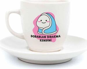 Dobarlan Bırakma Kendini Krem Türk Kahvesi Fincanı - Hediye Seramik Türk Kahvesi Fincanı