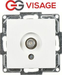 Visage Beyaz Tv Priz Sonlu F Konnektörlü Çerçevesiz - Priz ve Anahtar Için Uyumlu Çerçeve