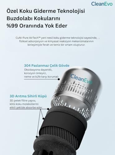 Airguard Pro Koku Giderici, Antibakteriyel Teknoloji, Paslanmaz Çelik, Filtre Gerektirmez, Uzun Ömürlü BM01