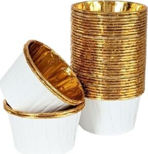 25'li Beyaz Gold Muffin Kek Kalıbı, Kek Kapsülü Cupcake Kalıbı, Airfryer Uyumlu
