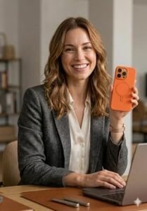 Fenomen Turuncu Telefon Kılıfı Hermes Orange Magsafe Uyumlu Stand Olabilen Metal Halka Standlı Telefon Kılıfı (Iphone 11)