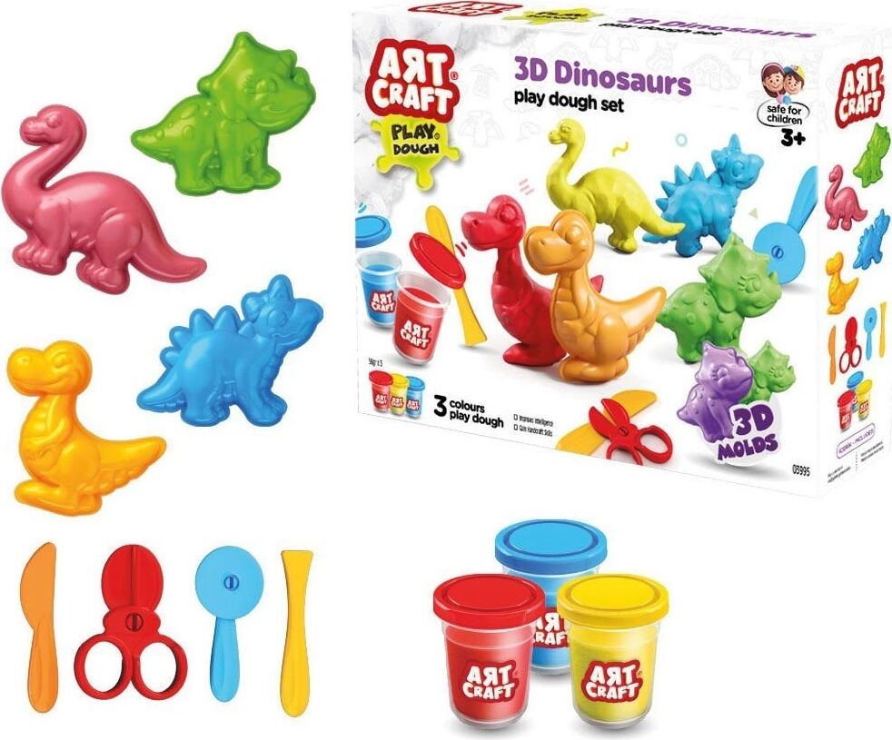 03995 Art Craft 3D Dinozorlar Hamur Set 168 gr -Fentoys