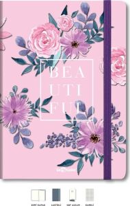 Çiçekli Defter Kareli Pembe 17X24 cm