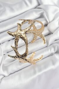 Pirinç Sıralı Deniz Yıldızı Model Gold Renk Kadın Pazu Bileklik