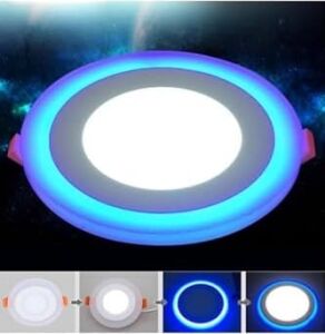 2 Adet Çift Renkli Hero LED Panel 3+3 Watt Dış Çapı 10 cm Mavi-Beyaz Iki Renkli Tavan Spot Lambası