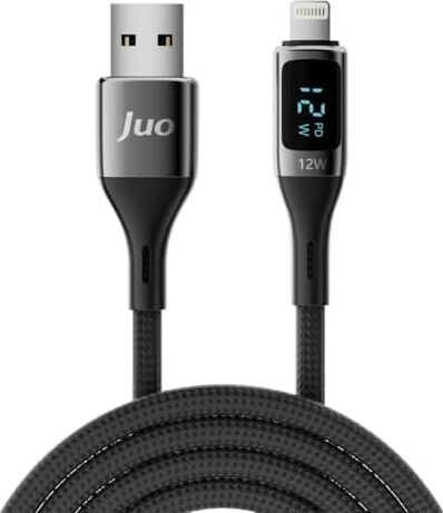 12W Dijital LED Ekranlı Usb-A To Lightning iPad Örgülü Hızlı Şarj ve Data Kablosu 2 Metre