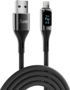 12W Dijital LED Ekranlı Usb-A To Lightning iPad Örgülü Hızlı Şarj ve Data Kablosu 2 Metre