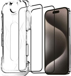 iPhone 16 Uyumlu Hizalama Aparatlı Koruyucu Cam Takılırken Camın Altında Kesinlikle Toz Bırakmayan Tam Koruma Sağlayan Pürüzsüz Lazer Kesim Premium Ekran Koruyucu Kırılmaz Cam