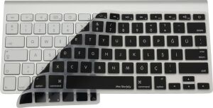 Apple Magic Keyboard A1314 A1242 Uyumlu Klavye Koruyucu Türkçe Q Baskı Silikon Kaplama Us Ingilizce Klavyeyi Türkçeye Çeviren Ultra Ince Kaymaz Toz ve Sıvı Koruma Keyboard Cover Siyah